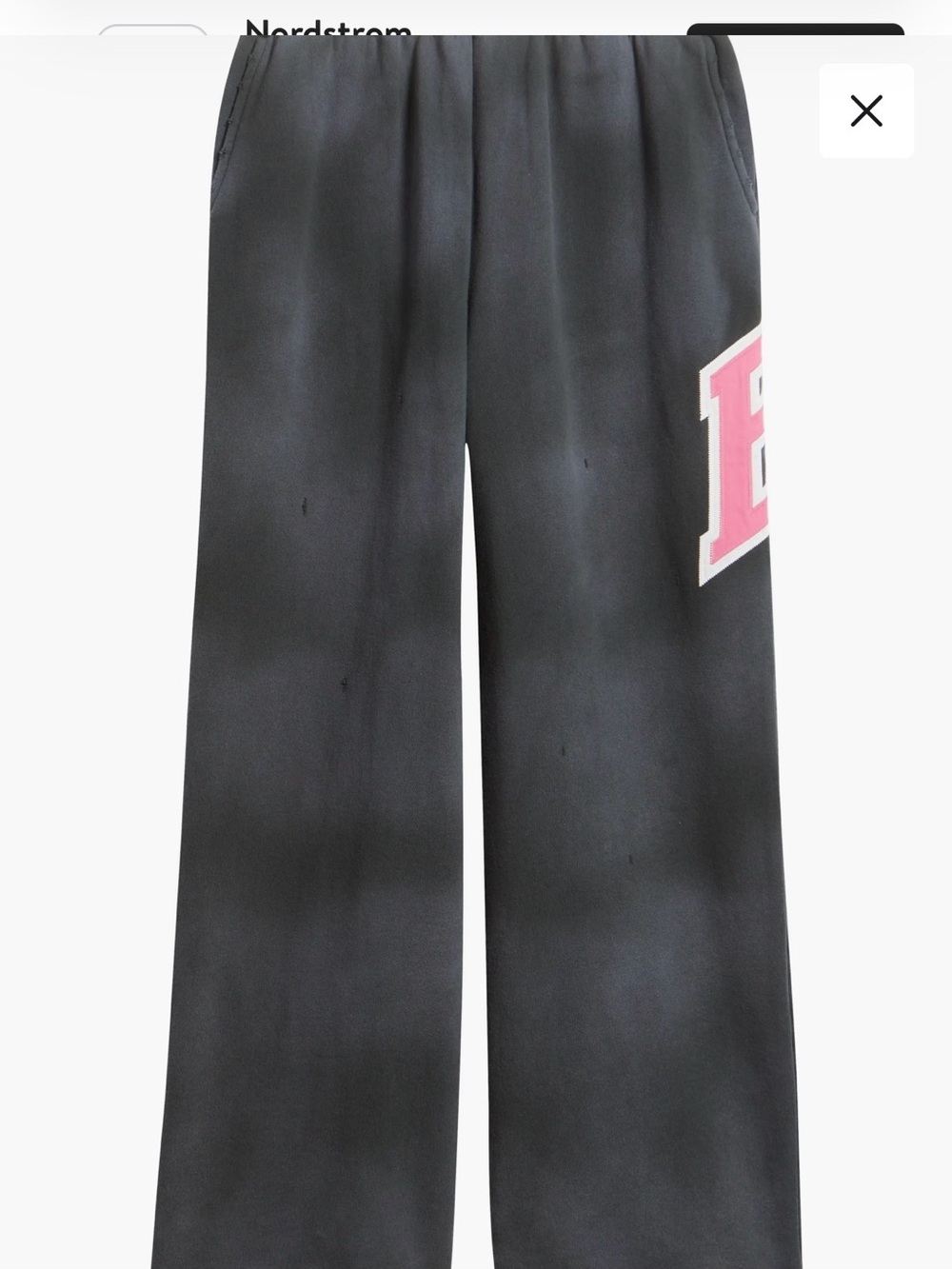 Men’s Nordstrom Black Wide-Leg Sweatpants with Pink Lettering
